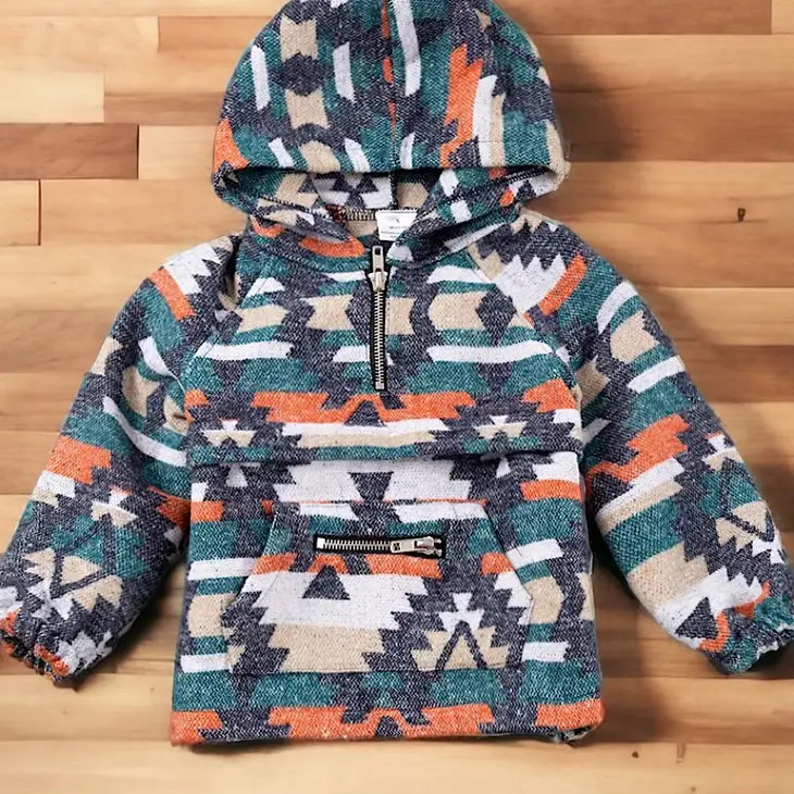 KIDS NAVY BLUE & ORANGE PULLOVER