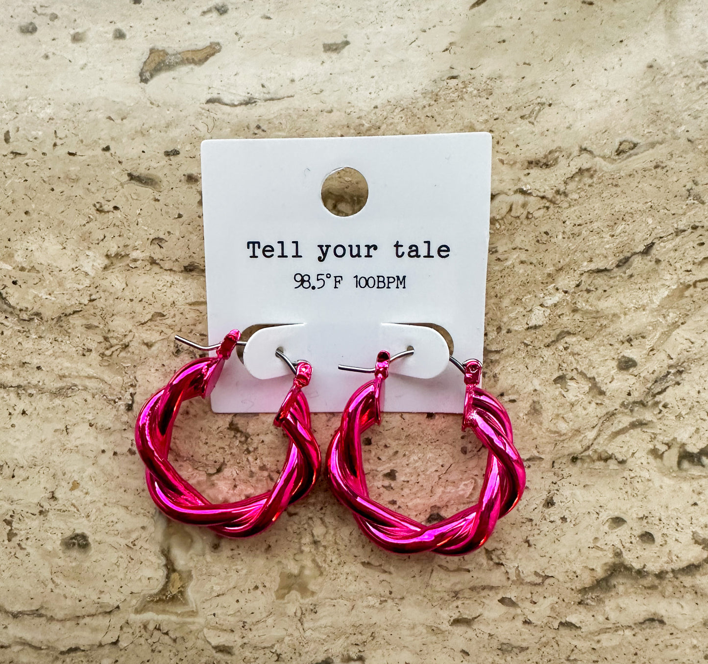 Neon Pink Twist Hoops