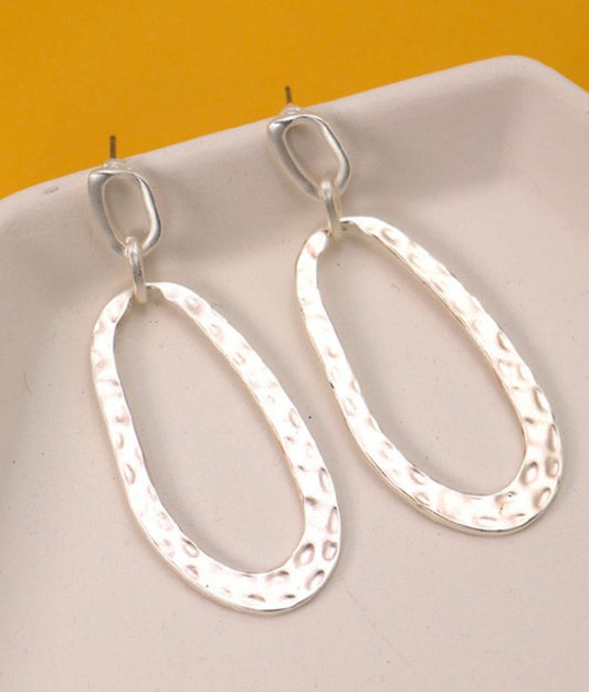 Silver Oval Hoops